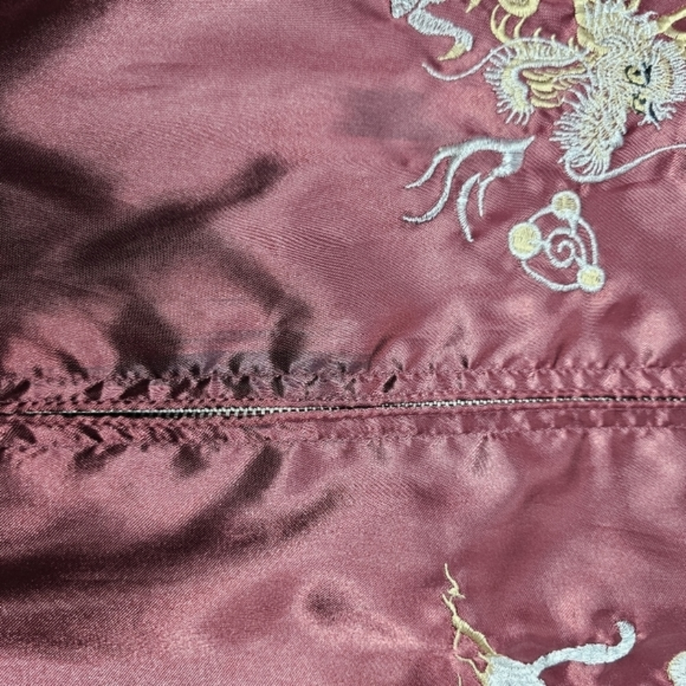 Vintage Sukajan Satin Bomber Jacket Japanese Embroidered Dragon Tiger Large Red. - Picture 7 of 12
